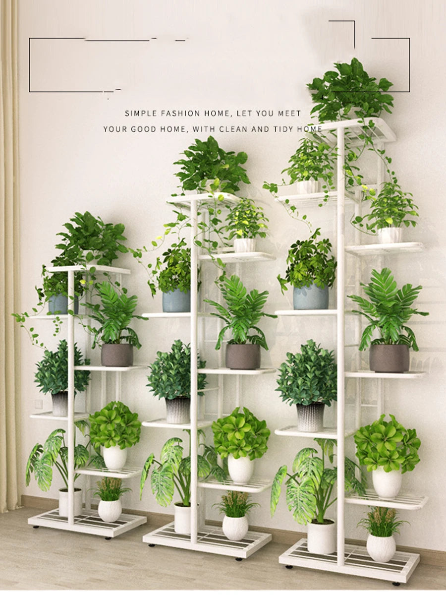 Bluesdeer Iron Flower Stand Pots Tray Plant Shelves Planter Display Rack Storage Holder Shelf Home Balcony Garden Decoration