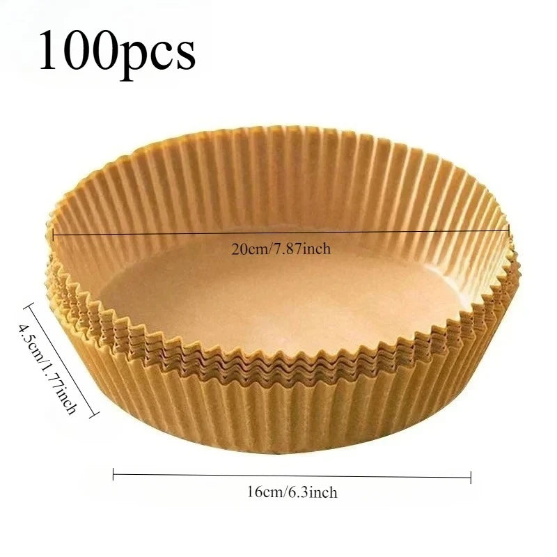 50/100pcs Air Fryer Disposable Paper Square Round Baking Paper Barbecue Plate NonStick Mat Kitchen Oven Oil Absorbing Paper Tool