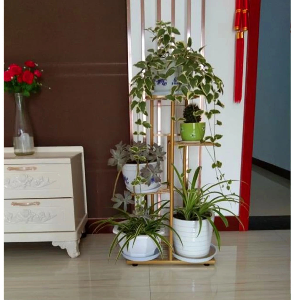 Bluesdeer Iron Flower Stand Pots Tray Plant Shelves Planter Display Rack Storage Holder Shelf Home Balcony Garden Decoration