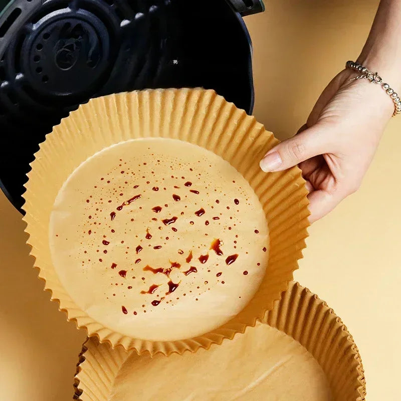 50/100pcs Air Fryer Disposable Paper Square Round Baking Paper Barbecue Plate NonStick Mat Kitchen Oven Oil Absorbing Paper Tool