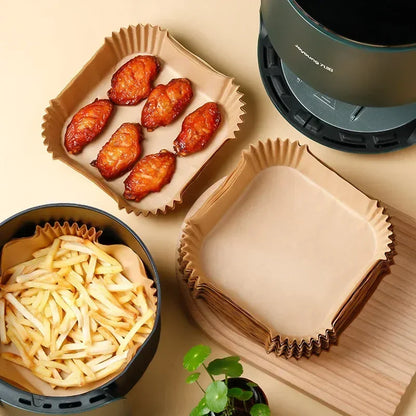 50/100pcs Air Fryer Disposable Paper Square Round Baking Paper Barbecue Plate NonStick Mat Kitchen Oven Oil Absorbing Paper Tool