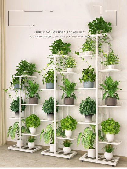 Bluesdeer Iron Flower Stand Pots Tray Plant Shelves Planter Display Rack Storage Holder Shelf Home Balcony Garden Decoration