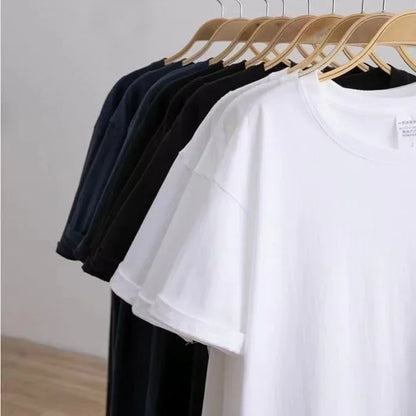 Breathable Half-sleeve Sports T-shirts For Men Women Couple's Black White Round Neck Loose-fit Base Layer Top