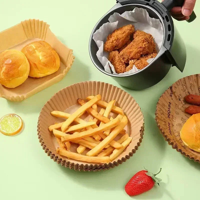 50/100pcs Air Fryer Disposable Paper Square Round Baking Paper Barbecue Plate NonStick Mat Kitchen Oven Oil Absorbing Paper Tool