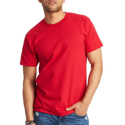 100% Cotton Solid Color White T-shirt Men's Summer 2025 New High quality Short Sleeve Tee Loose Casual Black Tops mens clothing