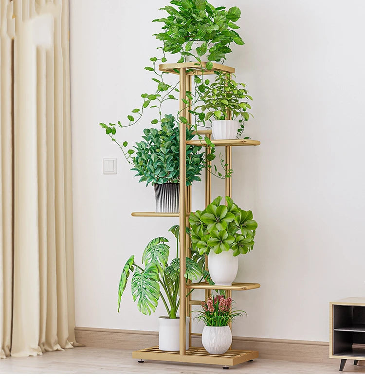 Bluesdeer Iron Flower Stand Pots Tray Plant Shelves Planter Display Rack Storage Holder Shelf Home Balcony Garden Decoration