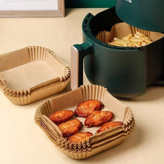 50/100pcs Air Fryer Disposable Paper Square Round Baking Paper Barbecue Plate NonStick Mat Kitchen Oven Oil Absorbing Paper Tool