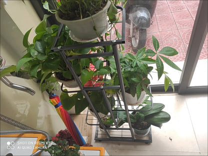 Bluesdeer Iron Flower Stand Pots Tray Plant Shelves Planter Display Rack Storage Holder Shelf Home Balcony Garden Decoration