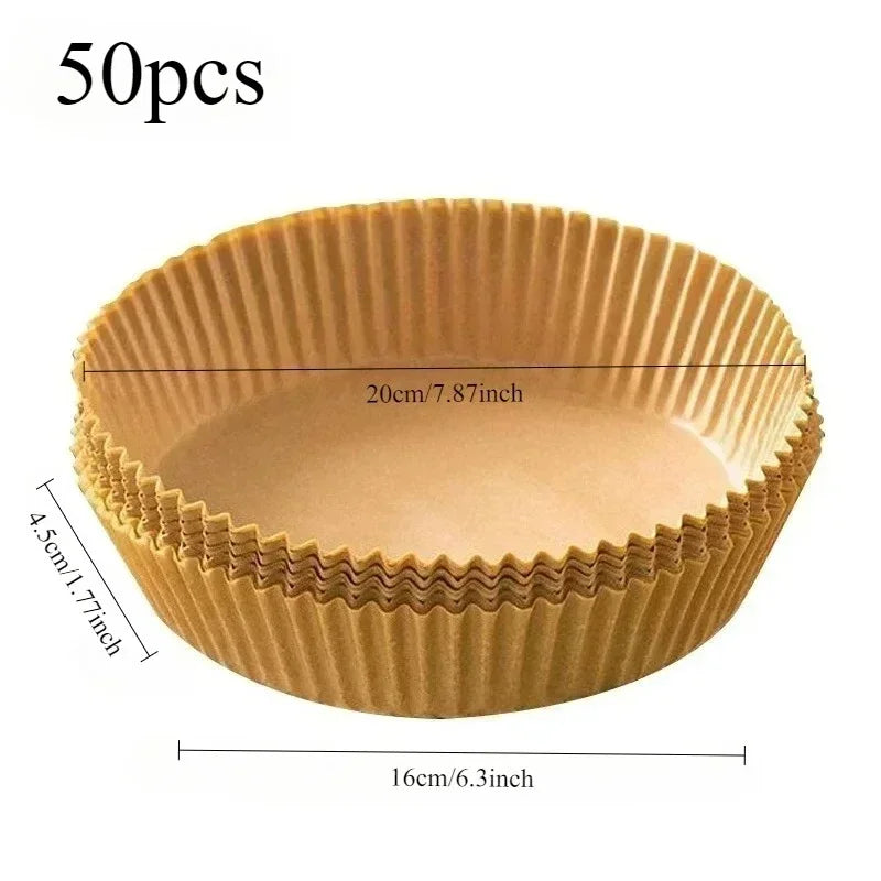50/100pcs Air Fryer Disposable Paper Square Round Baking Paper Barbecue Plate NonStick Mat Kitchen Oven Oil Absorbing Paper Tool