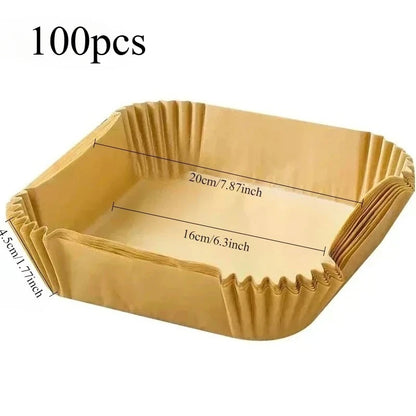 50/100pcs Air Fryer Disposable Paper Square Round Baking Paper Barbecue Plate NonStick Mat Kitchen Oven Oil Absorbing Paper Tool