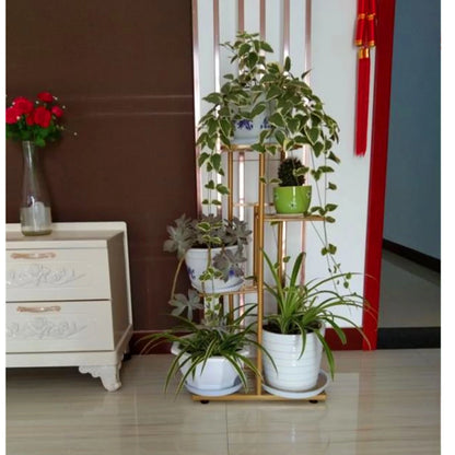 Bluesdeer Iron Flower Stand Pots Tray Plant Shelves Planter Display Rack Storage Holder Shelf Home Balcony Garden Decoration