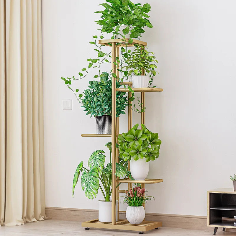 Bluesdeer Iron Flower Stand Pots Tray Plant Shelves Planter Display Rack Storage Holder Shelf Home Balcony Garden Decoration
